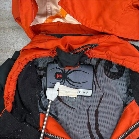Vintage 90s Spyder Windbreaker Ski Jacket Mens XL Burnt Orange Black Full Zip - Picture 6 of 11